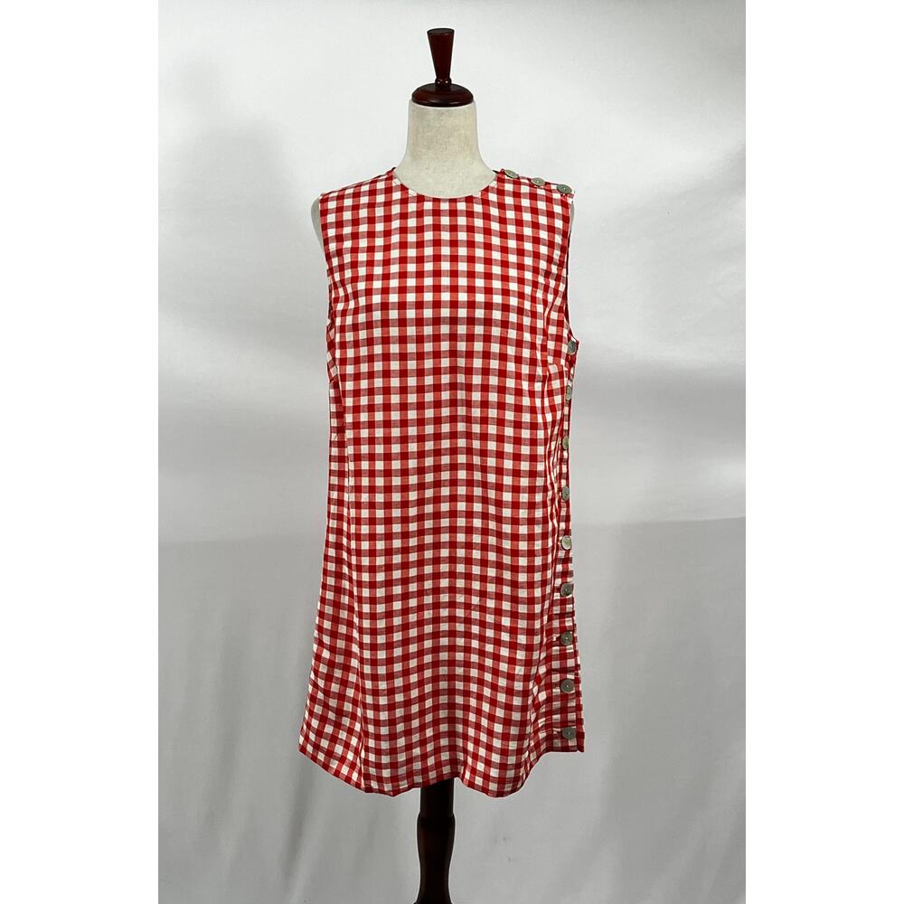 DOEN Sz 10 42 Coralie Dress Red Scarlet Marilyn Gingham Shift Cotton NWT - Picture 11 of 12